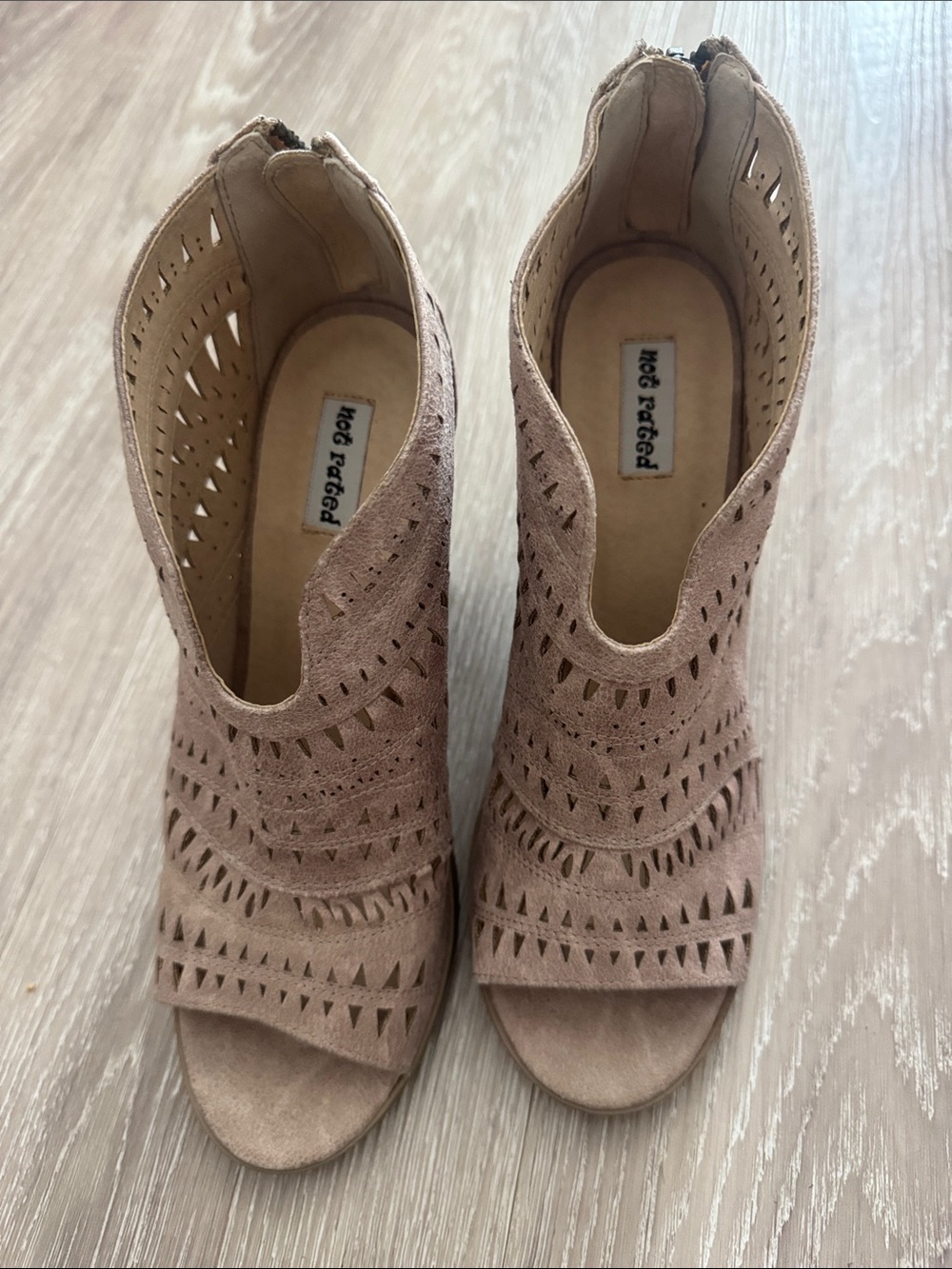Not Rated Women's Taupe Cutout Peep-Toe Heels